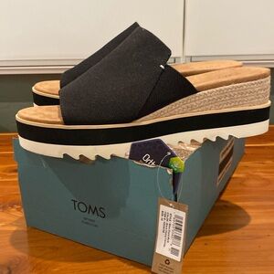 Toms Diana Black Heavy Canvas Women's Mules Size 10